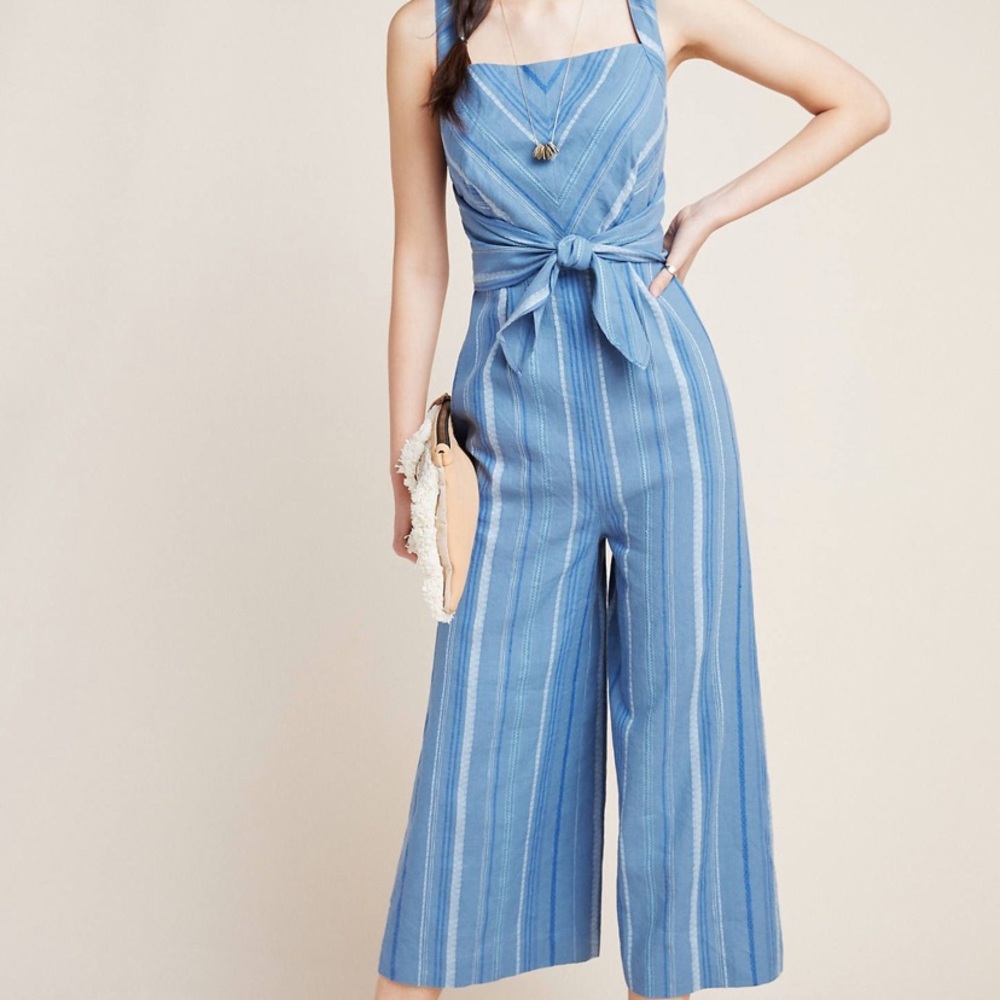 Anthropologie Laguna Blue Striped Jumpsuit